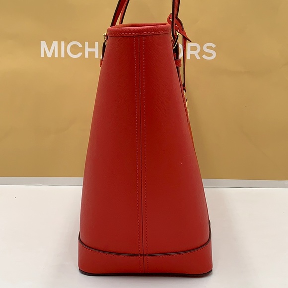MICHAEL KORS JET SET TRAVEL LARGE TOP ZIP SHOULDER TOTE FLAME COLOR - Picture 5 of 14